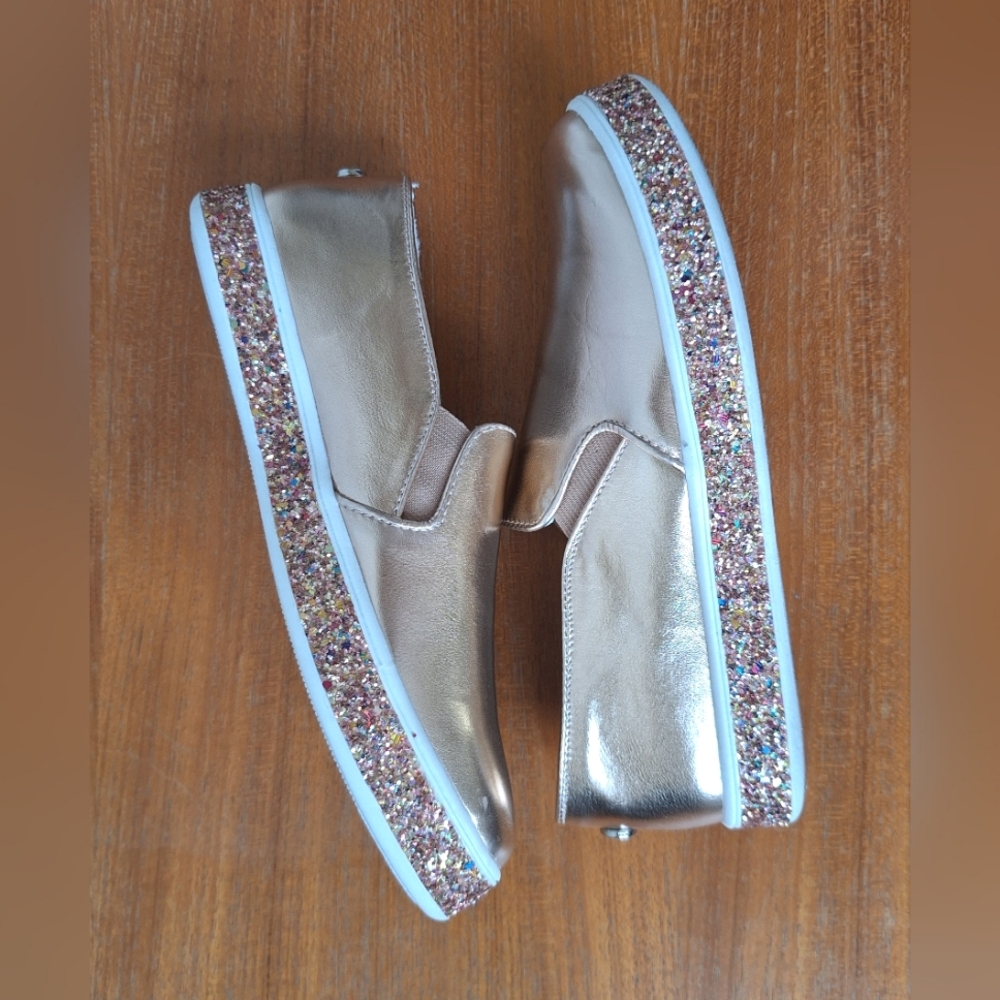 Steve Madden Pink Slip On Sneakers Glitter Metallic Rose Gold NEW Kids Size 4